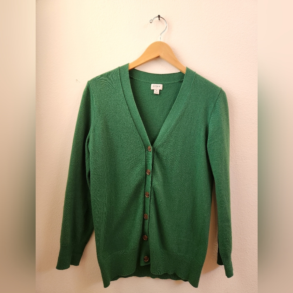 J Crew Brushed Wool V-Neck Cardigan‎ Green Size Small